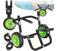 tectake® Folding Trolley for Surfboard & Paddle Board with Sturdy Aluminium Frame, Surfboard & SUP Transport Cart with Treaded Tyres, Foam Padding & 2 Fastening Straps - Trolley on Wheels For 2 Boards