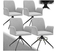 Tectake Swivel Chair Daya - Upholstered, Robust Fabric, 55.5 X 58 X 87 Cm - Light Grey, Set Of 4