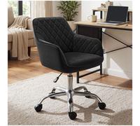 Tectake Swivel Chair Nancy Upholstered, With Casters, Height-Adjustable - Black