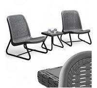 Tectake Table And Chairs Modica - Seating Group In Rattan Look, Grey
