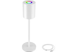TecTake Table Lamp Corly - Rechargeable Lamp, Warm White, 7 Rgb Colours, Dimmable Led, White