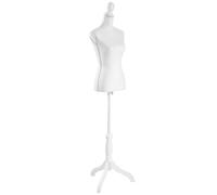 tectake Tailors Dummy - Female Mannequin Torso With Wooden Stand in White | Size: Medium TECTAKE White Medium