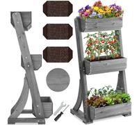 tectake Vertical Planter Flora in Grey TECTAKE Grey