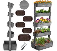 tectake Vertical Planter Flora in Grey TECTAKE Grey