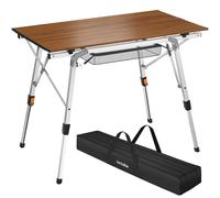 tectake Tina Aluminum Folding Camping Table, Height-Adjustable in Brown TECTAKE Brown