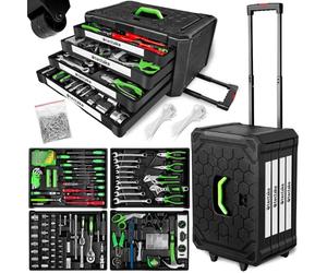 tectake® Tool Box Trolley, 899-Piece Kit, with 4 drawers. Essential DIY Tools Set, Home & Office Hand Tools, Mechanic Spanner Organiser, Portable Tool Box with Wheels - Home Improvement Starter Kit