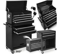 Tectake Tool Chest - 8 Drawers, 4 Wheels, Multiple Layouts, Lockable - Black