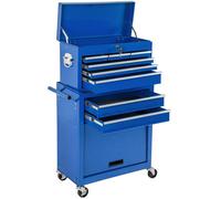 Tectake Tool Chest With 10 Compartments - Tool Box Tool Box On Wheels - Blue