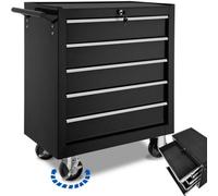 Tectake Tool Chest - With Wheels, 5 Drawers, Central Locking System - Black