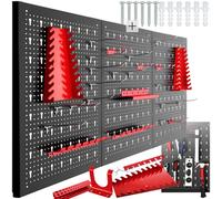 Tectake Tool Pegboard Jonah - Hooks And Holders 3-Panel - Black/red