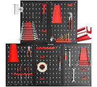 Tectake Tool Pegboard Jonah - Hooks And Holders 5-Panel - Black/red