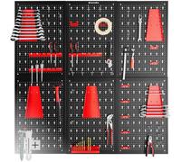 Tectake Tool Pegboard Jonah - Hooks And Holders 6-Panel - Black/red