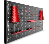 Tectake Tool Pegboard Jonah With Hooks, Holders & Wall-Mounted Tool Organiser 3-Panel - Black/red