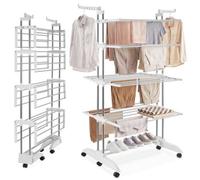 Tectake Tower-Style Drying Rack Odelia Tower Drying Rack With Casters, Foldable, 4 Levels - White/chrome