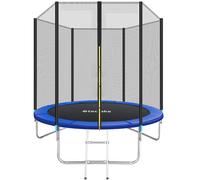 tectake Black and Blue Trampoline with Safety Net 244 x 244cm - Size: 8ft - Wilko