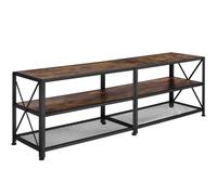 Tectake TV Stand W/ Three Shelves, 141cm - Brown, Brown