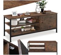 Tectake Tv Cabinet Durban With 3 Shelves & Built In Cupboard - Brown
