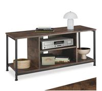 Tectake Tv Stand - Lowboard Cabinet With 4 Compartments, Adjustable Shelf 110 Cm - Industrial Wood Dark, Rustic