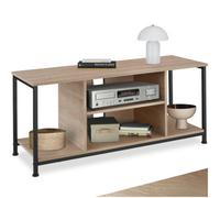 Tectake Tv Stand - Lowboard Cabinet With 4 Compartments, Adjustable Shelf 110 Cm - Industrial Wood Light, Oak Sonoma