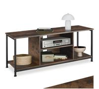 Tectake Tv Stand - Lowboard Cabinet With 4 Compartments, Adjustable Shelf 120 Cm - Industrial Wood Dark, Rustic