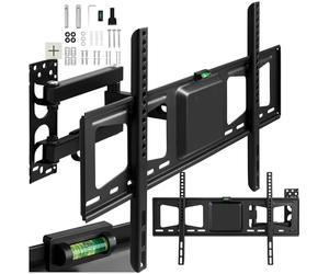 tectake® TV Wall Bracket for 32-100" Screens, Universal TV Bracket with Tilt & Swivel Function, 60 kg Capacity, Television Wall Mount, Incl. Spirit Level & Mounting Materials, Max. VESA 600x400 mm