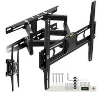 tectake® TV Wall Bracket with 2 Support Arms for 26-75" Screens, Tilt & Swivel TV Bracket with 60 kg Capacity, Television Wall Mount Incl. Spirit Level & Mounting Materials, Max. VESA 400x400 mm