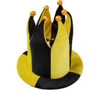 dressforfun 302060 Two-Tone Court Jester Hat, High Jester hat in Yellow and Black and wide Brim
