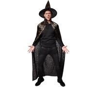 tectake Unisex Aduld Halloween Hat & Cape Set in Black | Size: Medium TECTAKE Black M