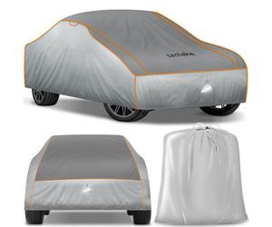Tectake Universal Car Cover Franz For Waterproof, Breathable, And Padded Protection S (406 X 165 X 120 Cm) - Grey