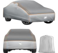 tectake® Universal Car Cover with Reflective Strips & 4mm Foam Padding, Outdoor Car Cover with Vent Openings & Adjustable Straps, Waterproof Tarpaulin for Dust, Rain, Hail & Snow Protection - XL