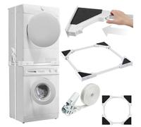 tectake® Universal Stacking Kit for Washer and Dryer, 46-66 cm Adjustable Frame, Tumble Dryer and Washing Machine Stacker, Incl. Ratchet Rope & Foam Pads, Washer Dryer Stacking Kit, Easy Installation