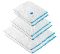Tectake Vacuum Storage Bags - 6 Bags In 3 Sizes, With Inlet And Outlet Valve, Clear