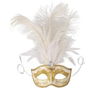 tectake Venetian Mask With Feathers in Gold TECTAKE Gold One Size
