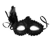 tectake Venetian Mask With Side Feather in Black TECTAKE Black One Size