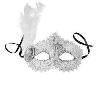 tectake Venetian Mask With Side Feather in Silver TECTAKE Silver One Size