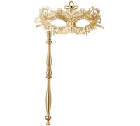 tectake Venitian Mask On Stick in Gold TECTAKE Gold One Size