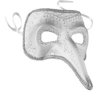 tectake Venitian Mask With Long Nose & Embellishment in Silver TECTAKE Silver One Size