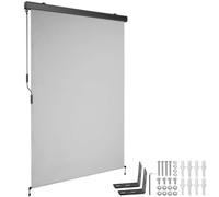 tectake Eloise Light Grey Vertical Awning with 2 Wall Brackets 1.2 x 2.5m - Size: 250 x 120 x 10cm - Wilko