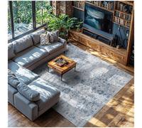 tectake® Vintage Rug in Faded Blue Design with Short-Pile Fabric, Machine Washable Rug with Non-Slip Underside, Allergy-Friendly Carpet for Living Room, Bedroom, Kitchen, Dining Room - 240 x 340 cm