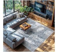 tectake® Vintage Rug in Faded Blue Design with Short-Pile Fabric, Machine Washable Rug with Non-Slip Underside, Allergy-Friendly Carpet for Living Room, Bedroom, Kitchen, Dining Room - 240 x 340 cm