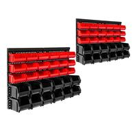 Tectake Shelving Storage Boxes Small Parts Rack 12 Large 18 Medium Compartments - Set Of 2 - Black