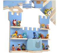 Tectake Wall Shelf 'castle' - Child-Friendly Castle Design, Fits 16 Figurines, Magnetic Strips, With Integrated Cable Management - Blue