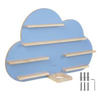 Tectake Wall Shelf 'cloud' - Child-Friendly Cloud Design, Fits 28 Figurines, Magnetic Strips, With Integrated Cable Management - Blue