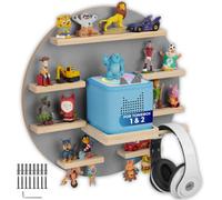 Tectake Wall Shelf Mylittlestory Moon Holds Up To 28 Tonies - Grey