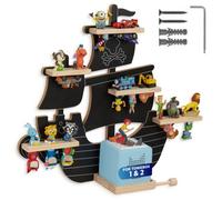 Tectake Wall Shelf Mylittlestory Pirate Holds Up To 40 Tonies - Black