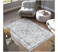 Tectake Washable Rug Aliya - Different Sizes, Oriental Pattern, Non-Slip Underside, Non-Allergenic Short Pile 160 X 230 Cm - Grey