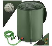 Tectake 250L Foldable Portable Water Butt with Tap and Overflow Protection - Green, Green