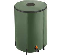 Tectake 250L Foldable Portable Water Butt with Tap and Overflow Protection - Green, Green