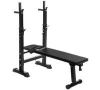 Tectake Weight Bench - Foldable Height-Adjustable Rack, Faux Leather Cover, Dip Station - Black
