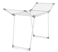 tectake® Winged Clothes Airer with 25 Drying Rails & 2 Clip Holders, Clothes Drying Rack with Space-Saving Folding Design & Sturdy Steel Frame, Non-Slip Laundry Rack for Indoor & Outdoor Use - White